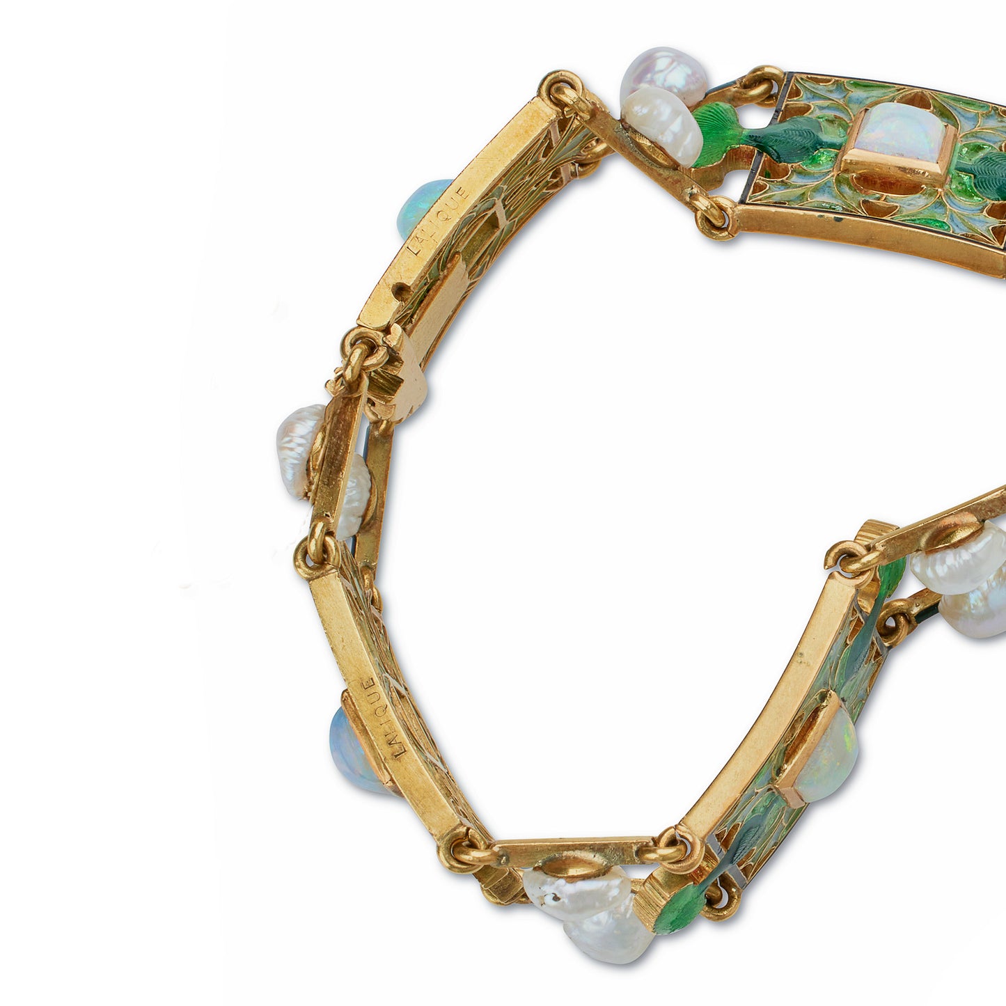 Macklowe Gallery René Lalique Art Nouveau Plique-à-jour Enamel, Opal and Pearl