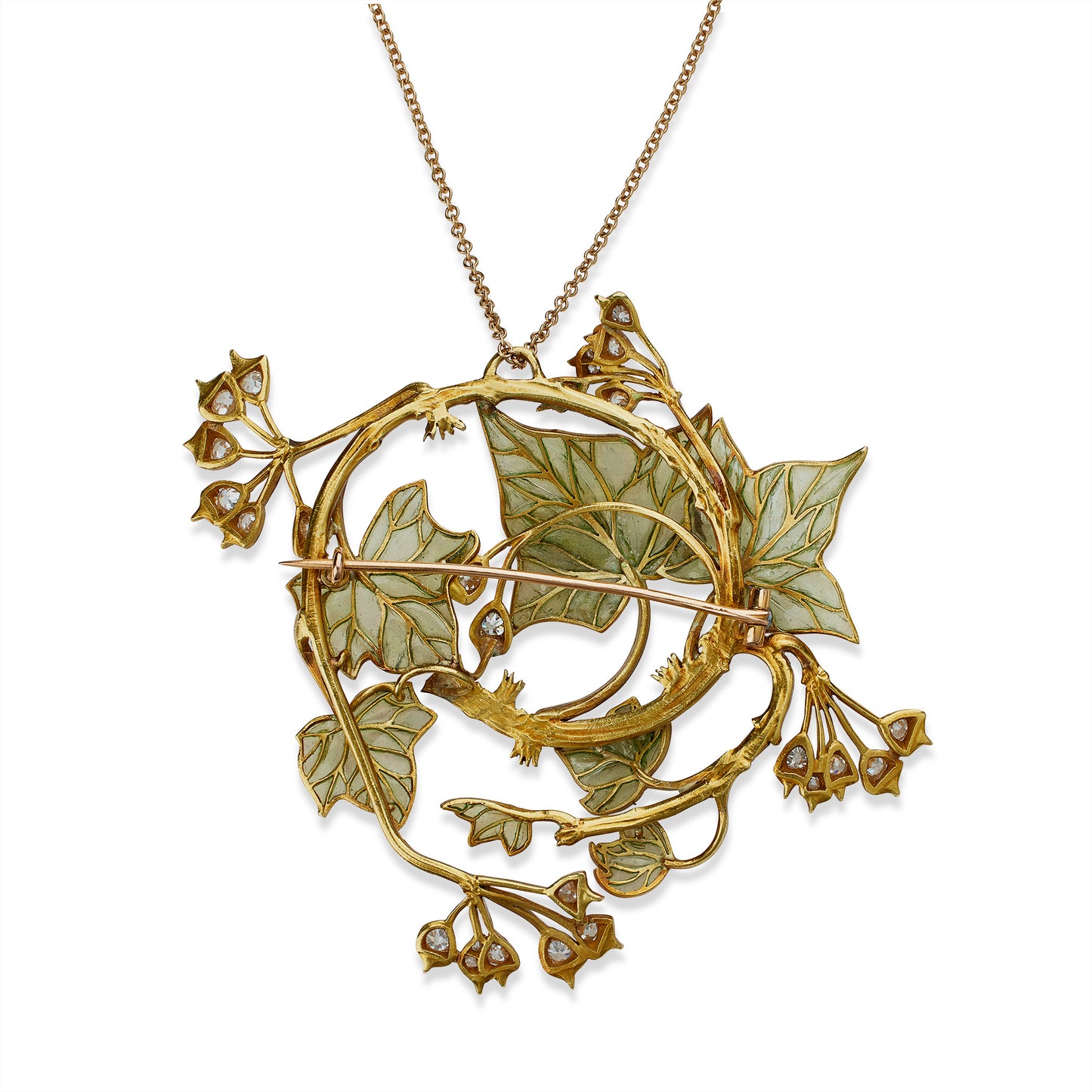 Macklowe Gallery René Lalique Art Nouveau Plique-à-Jour Enamel and Diamond