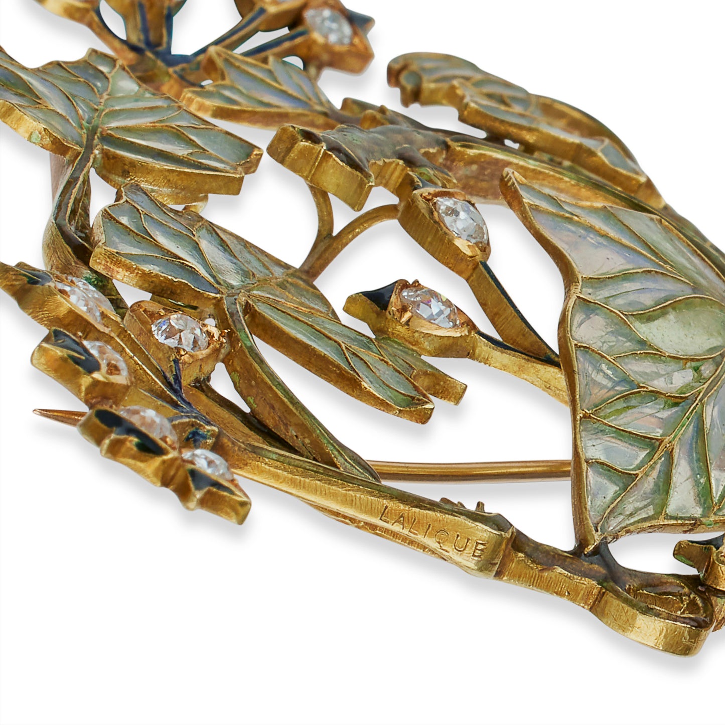 Macklowe Gallery René Lalique Art Nouveau Plique-à-Jour Enamel and Diamond