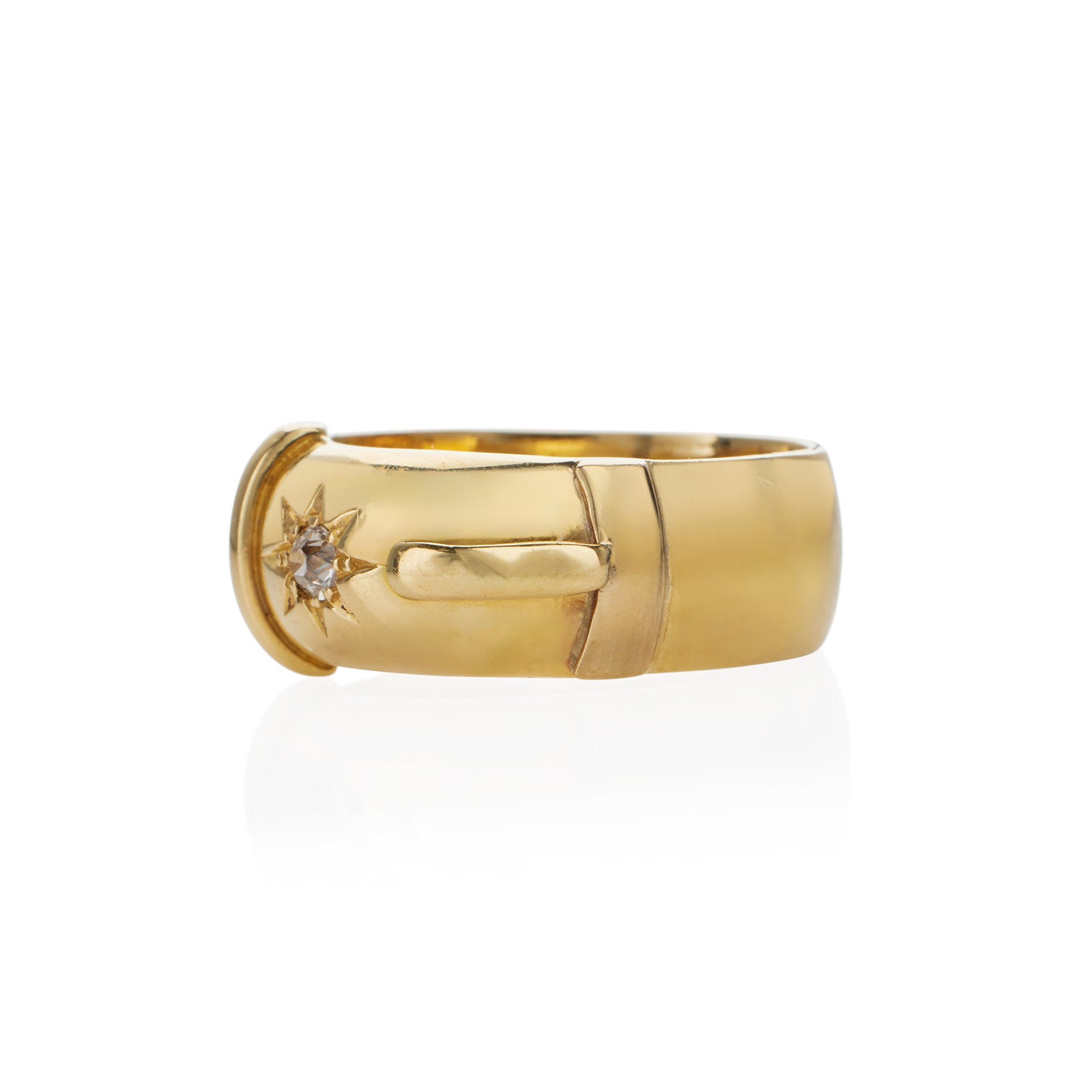 Macklowe Gallery Antique English 18K Gold and Diamond Buckle Ring