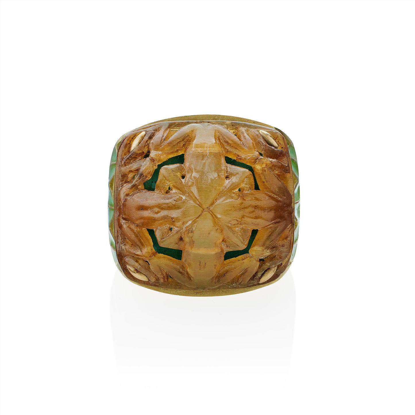 Macklowe Gallery René Lalique Art Nouveau Carved Horn and Plique-à-jour Enamel