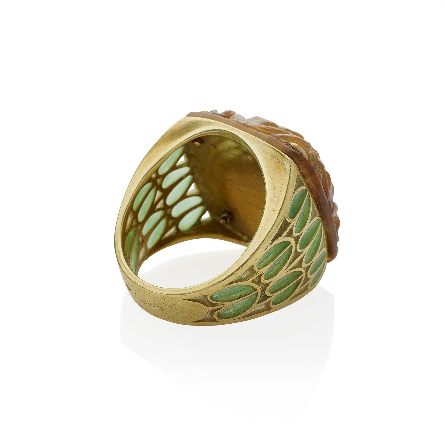 Macklowe Gallery René Lalique Art Nouveau Carved Horn and Plique-à-jour Enamel