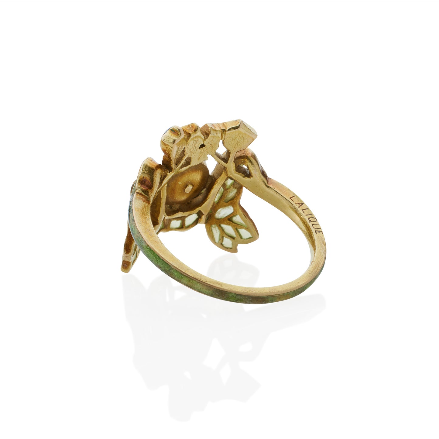Macklowe Gallery René Lalique Art Nouveau Natural Pearl, Diamond and Plique-à-jour Enamel