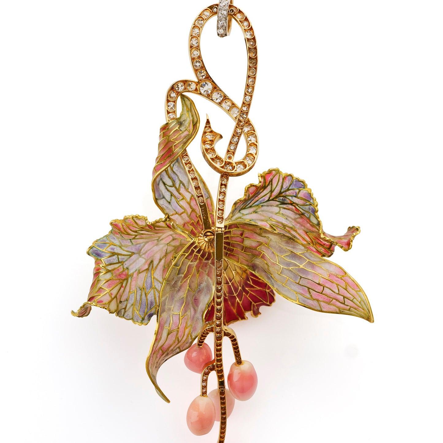 Macklowe Gallery Marcus & Co. Art Nouveau Enamel Orchid Pendant