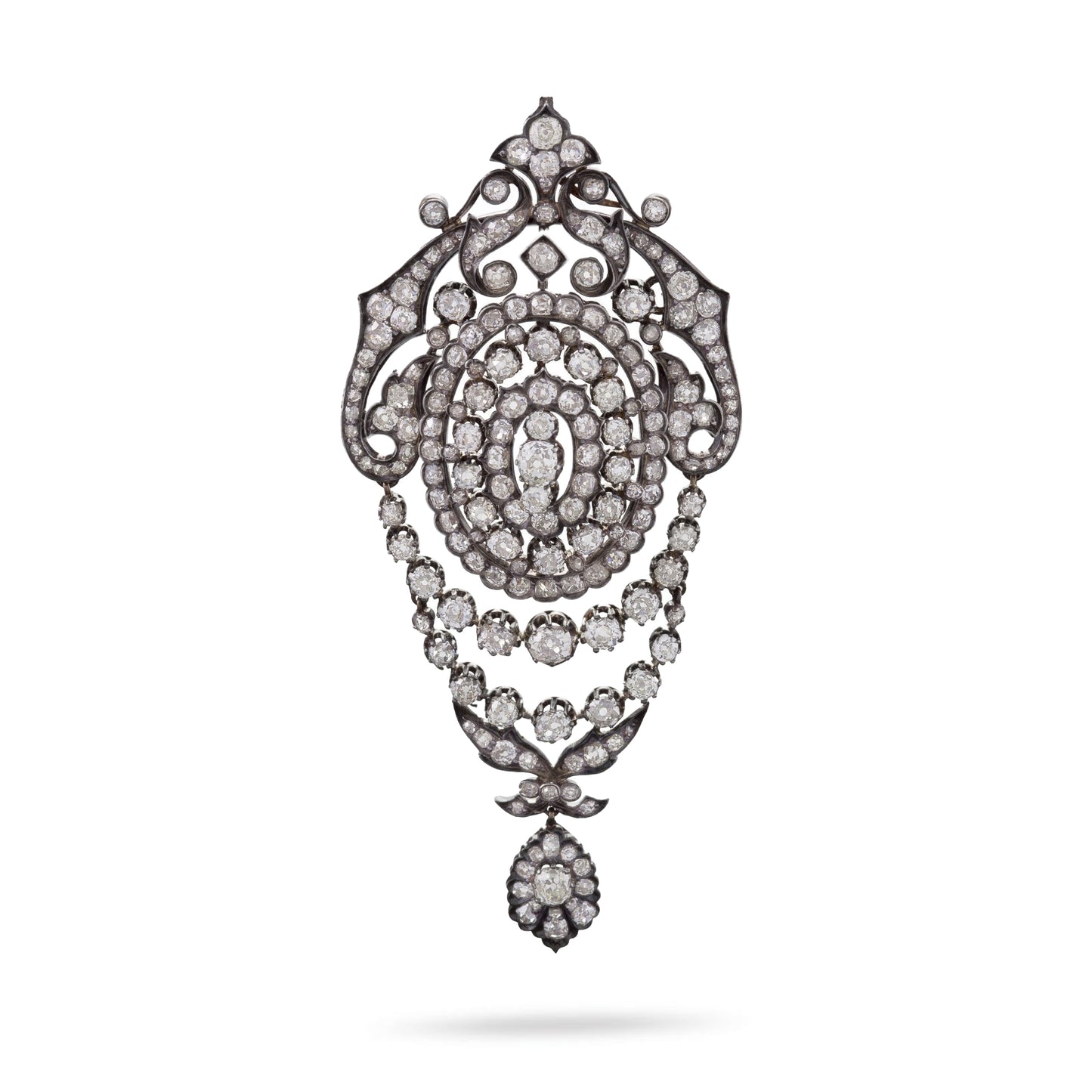 Macklowe Gallery Silver-Topped Gold and Diamond Pendant Brooch