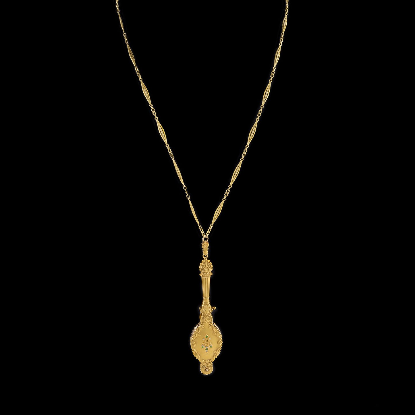 Macklowe Gallery Demantoid Garnet and Diamond Lorgnette Necklace