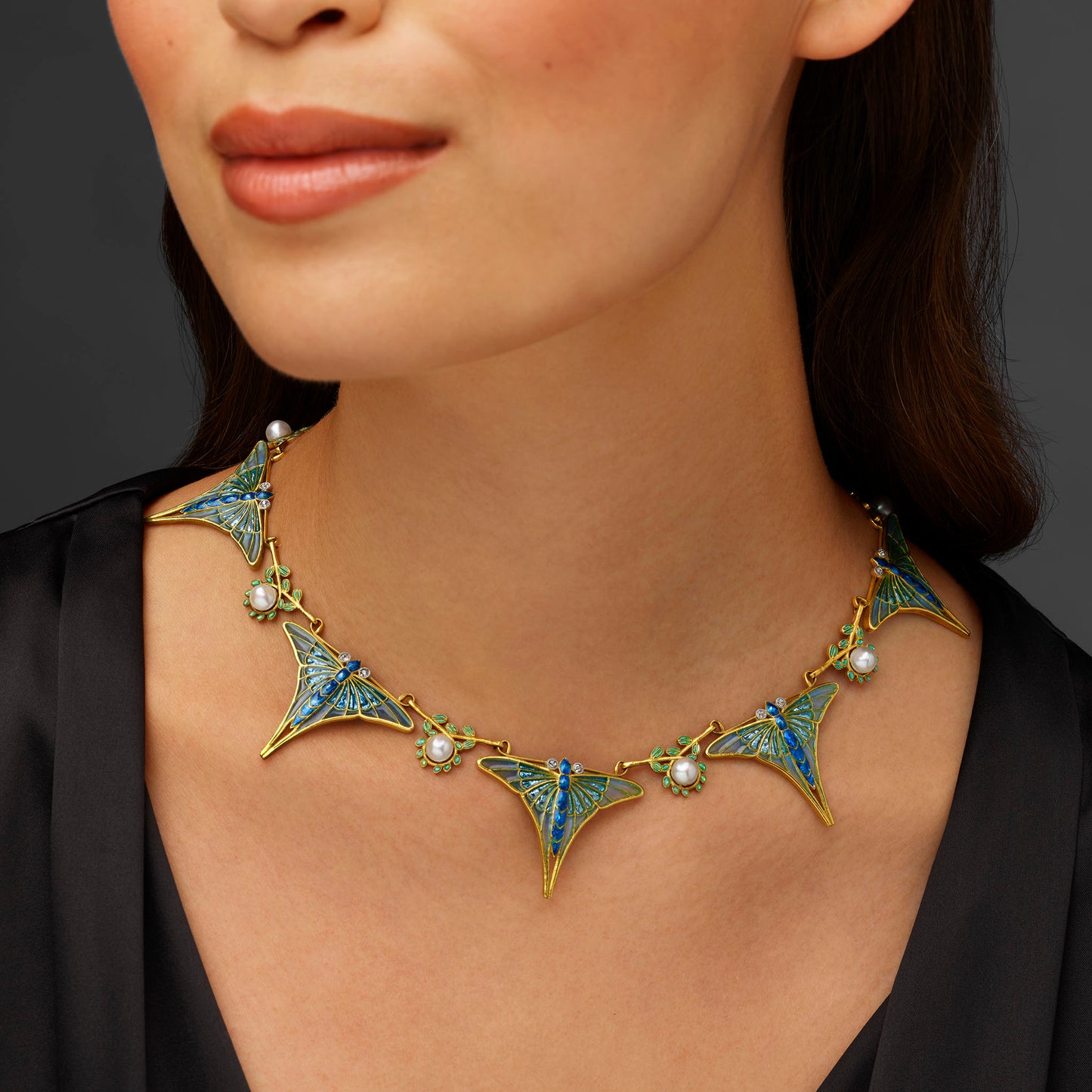 Macklowe Gallery Eugène Feuillâtre Art Nouveau Butterfly Necklace