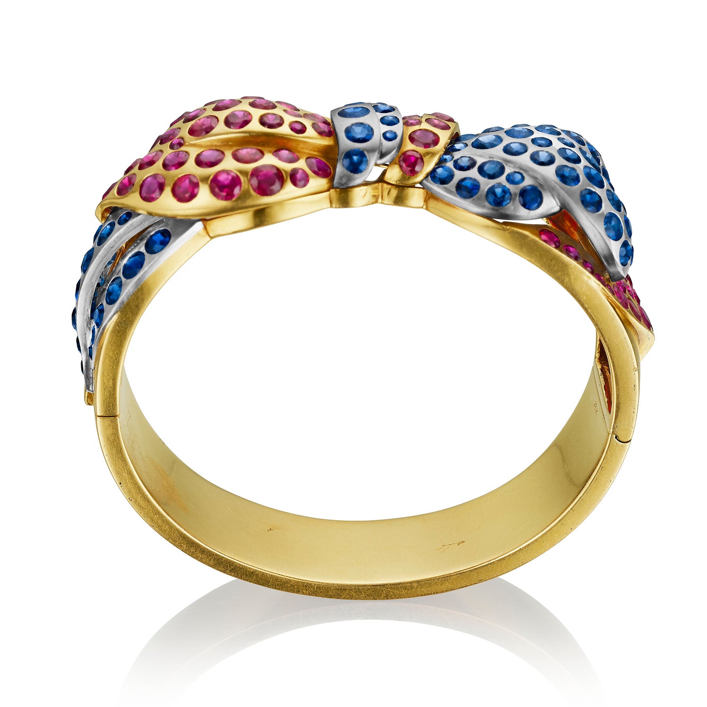 Macklowe Gallery Retro Ruby and Sapphire Bow Bracelet