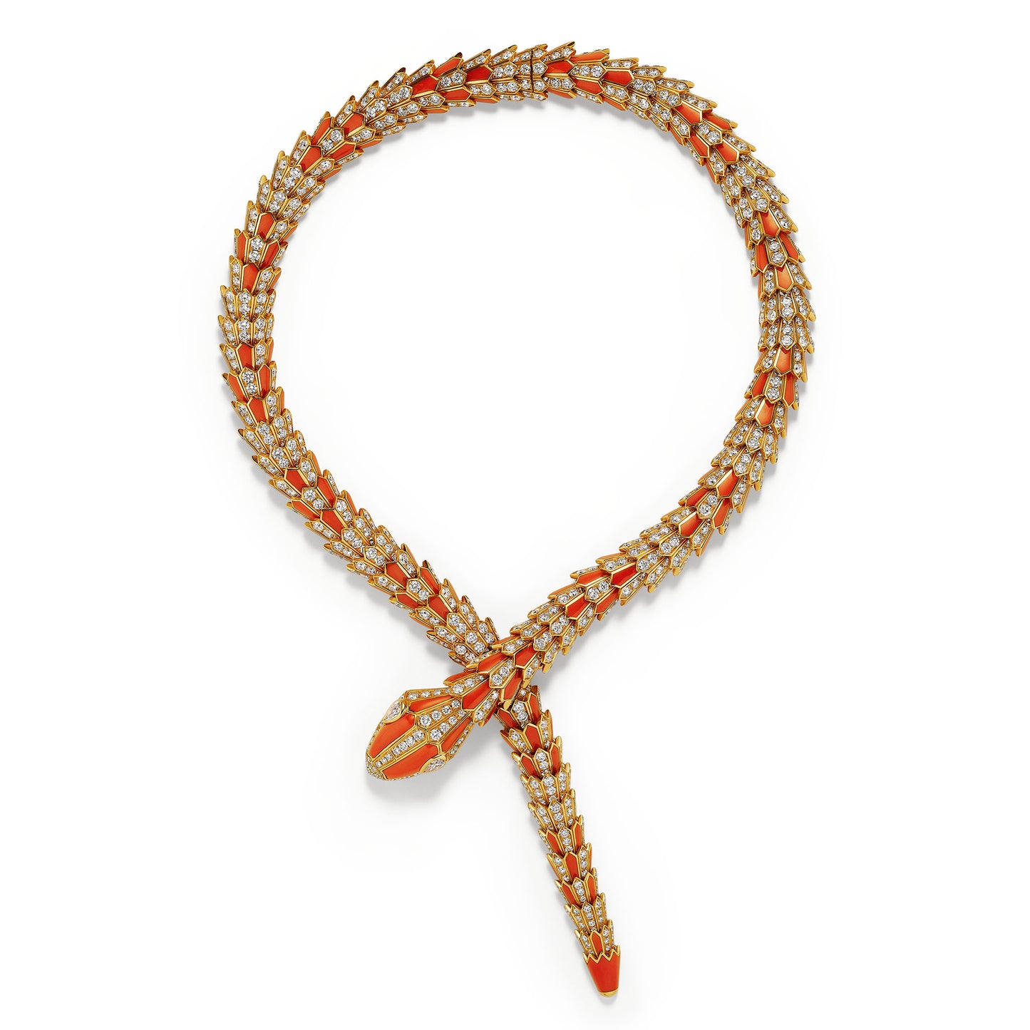 Macklowe Gallery Bulgari "Serpenti" Coral and Diamond Necklace