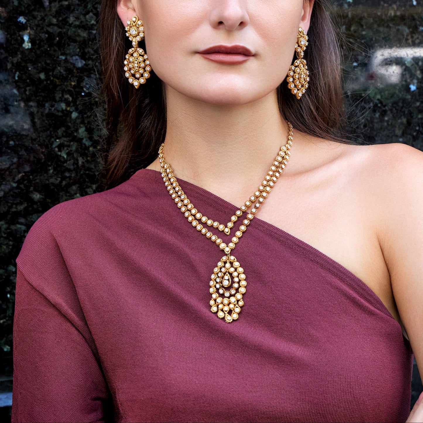 Macklowe Gallery Van Cleef & Arpels Indian-inspired Convertible Diamond Necklace and Pendant Earrings