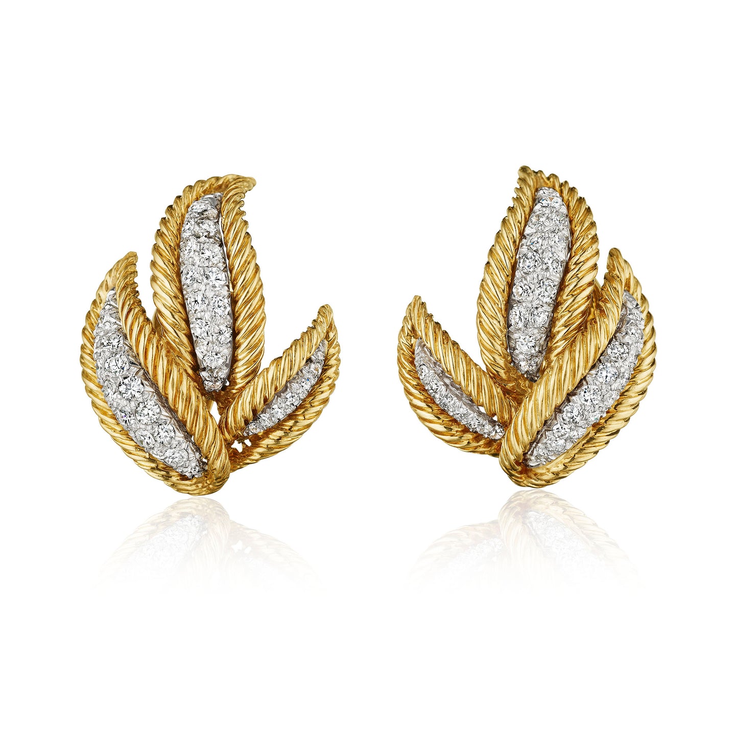 Macklowe Gallery David Webb Diamond Leaf Earrings