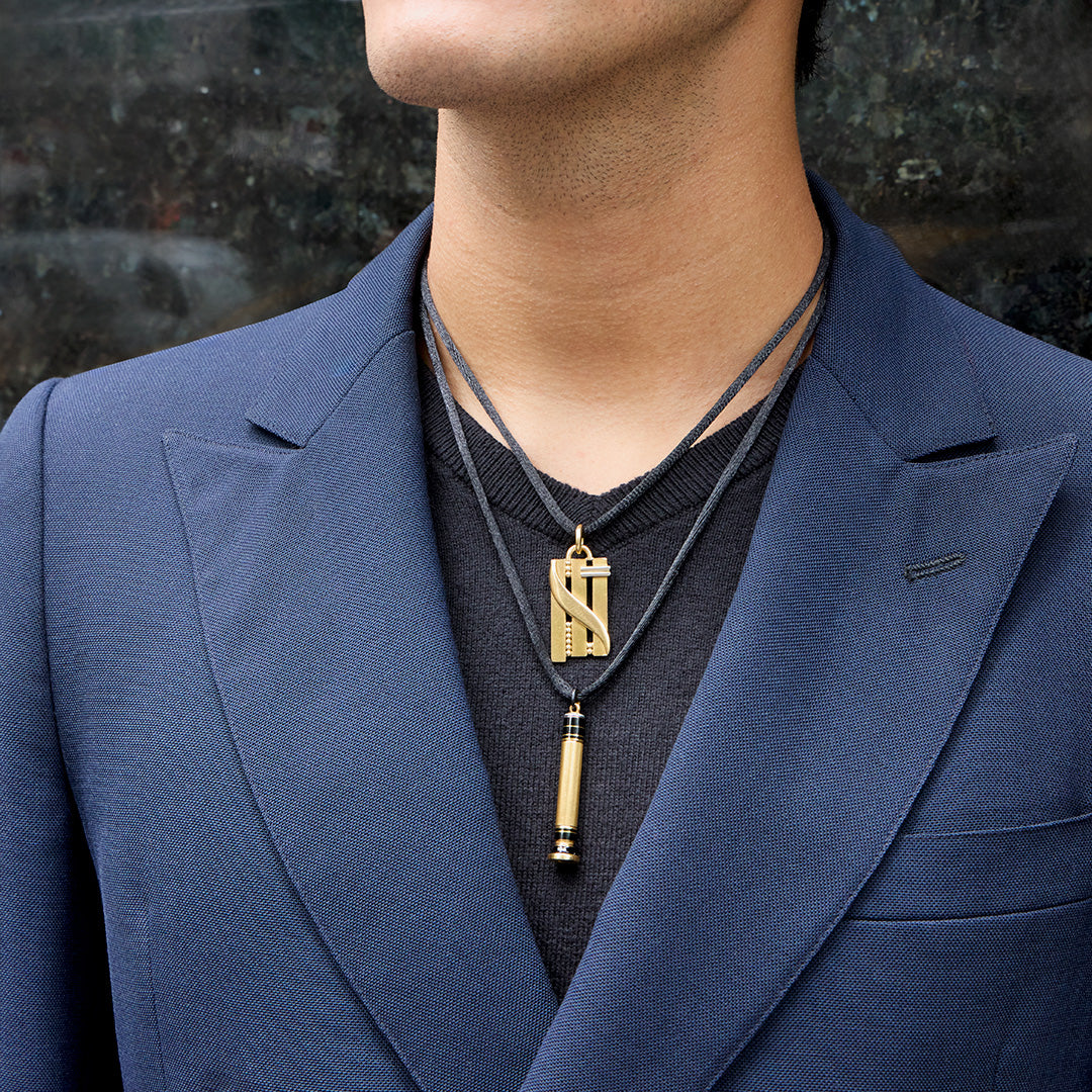 Macklowe Gallery Cartier Paris Art Deco Enamel and Diamond Pencil Pendant Necklace