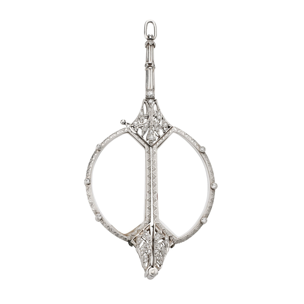 
                      
                        Macklowe Gallery Edwardian Platinum and Diamond Lorgnette Pendant
                      
                    