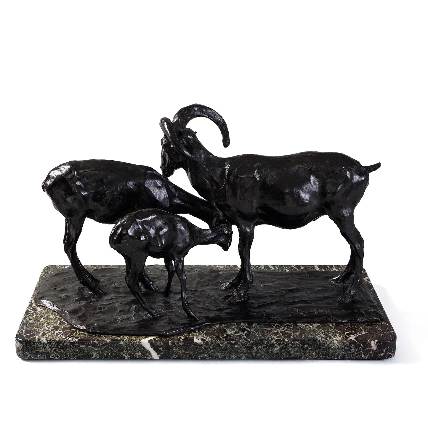 Macklowe Gallery Rembrandt Bugatti "Famille de bouquetins" Bronze Sculpture
