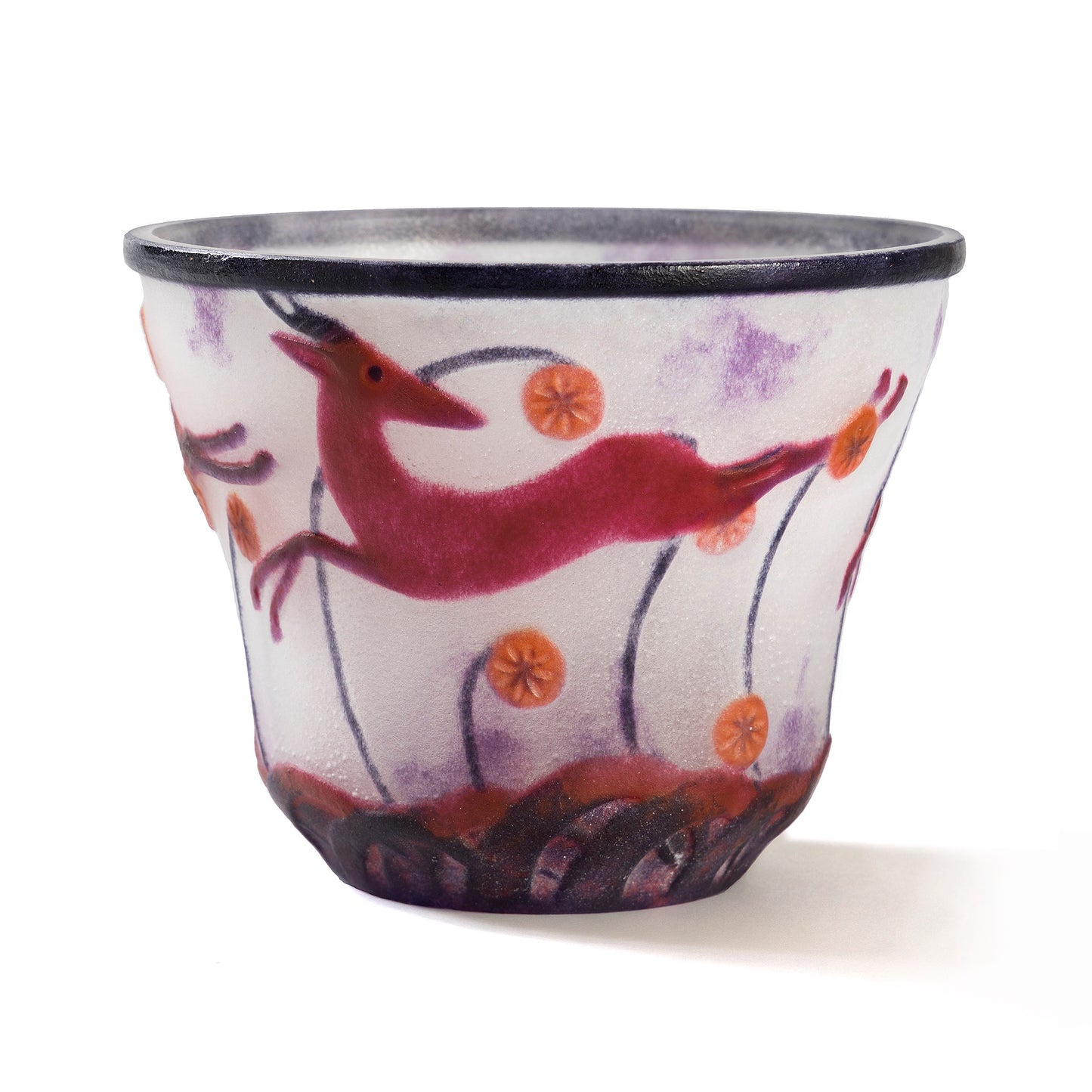 Macklowe Gallery Gabriel Argy-Rousseau Pate-de-verre “Gazelles and Flowers” Vase