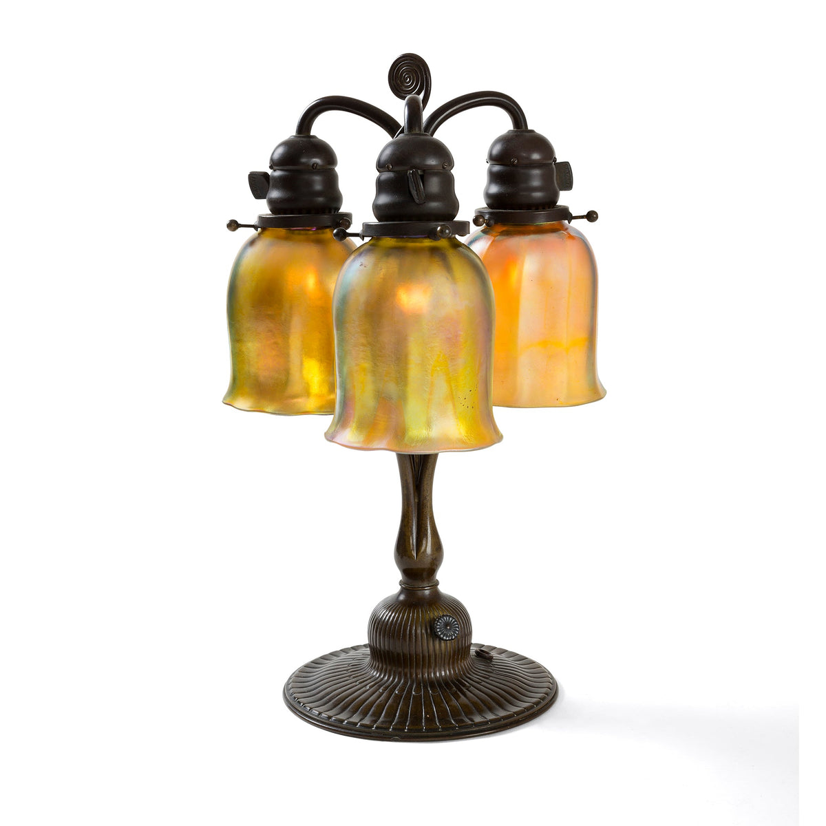 Macklowe Gallery Tiffany Studios New York "Newell Post" Favrile Glass Desk Lamp